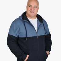 Two-tone hooded jacket in navy