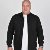 Men's sweatshirt with collar and full zip in total black