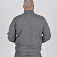 Men's sweatshirt with collar and zip in heather anthracite
