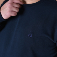 Navy blue hoodie with embroidery