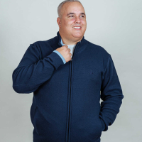 Men's navy zip sweater
