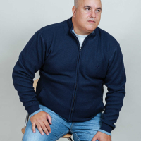 Men's navy zip sweater