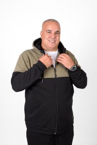 Two-tone hoodie jacket black
