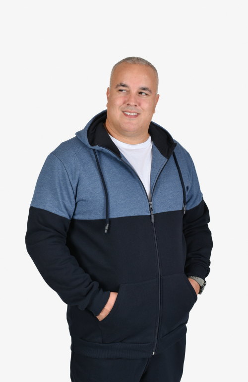 Two-tone hooded jacket in navy