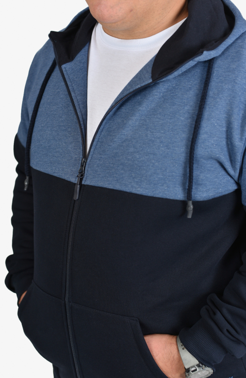Two-tone hooded jacket in navy