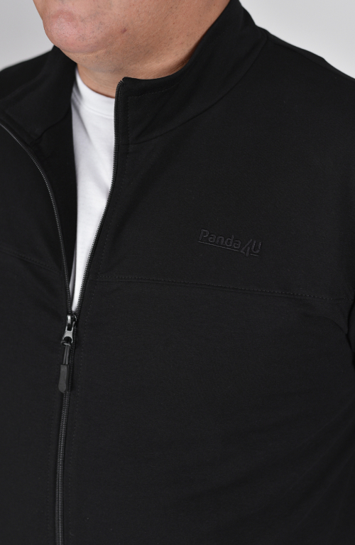 Men's sweatshirt with collar and full zip in total black