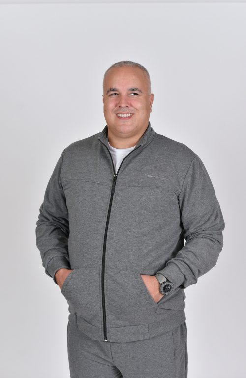 Men's sweatshirt with collar and zip in heather anthracite