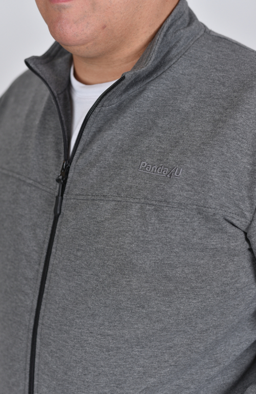 Men's sweatshirt with collar and zip in heather anthracite