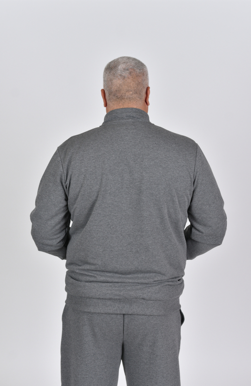 Men's sweatshirt with collar and zip in heather anthracite