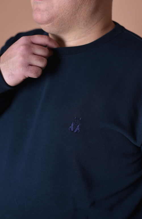 Navy blue hoodie with embroidery