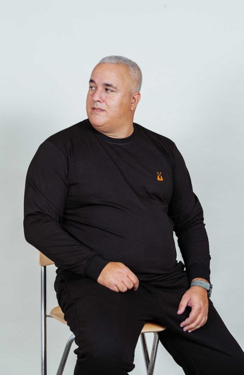 Black long-sleeve shirt with embroidery
