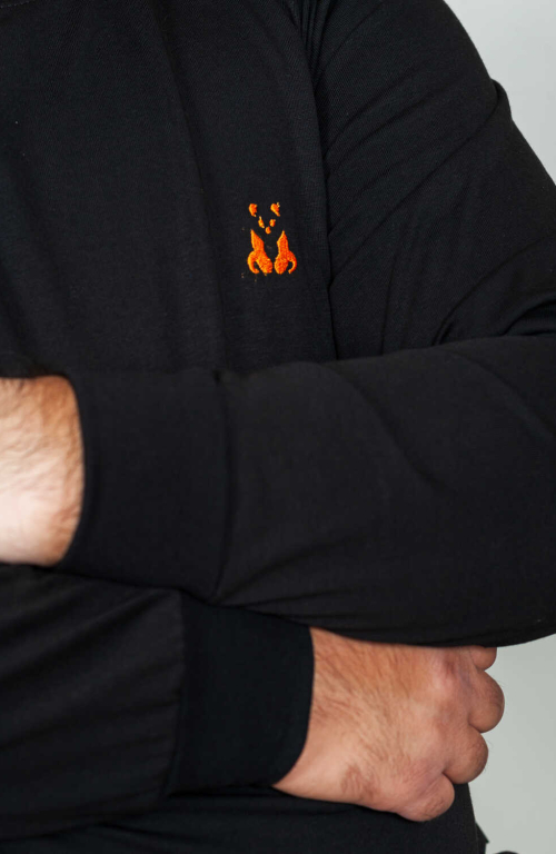 Black long-sleeve shirt with embroidery