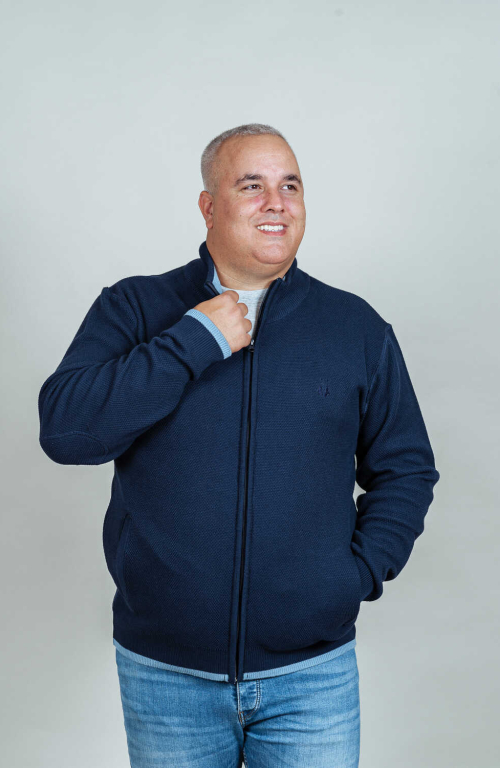 Men's navy zip sweater
