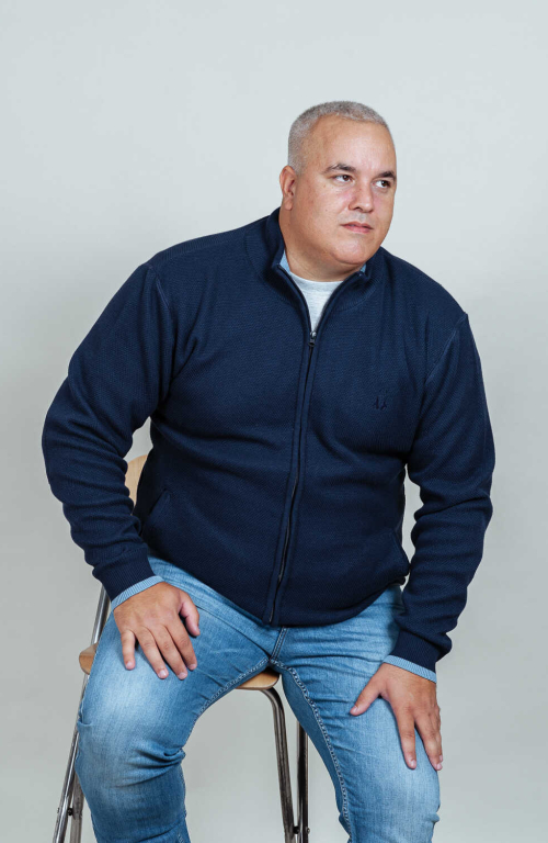 Men's navy zip sweater