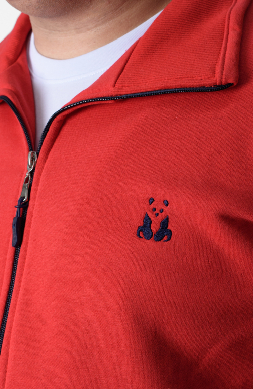 Men's Red Collared Sweatshirt Jacket