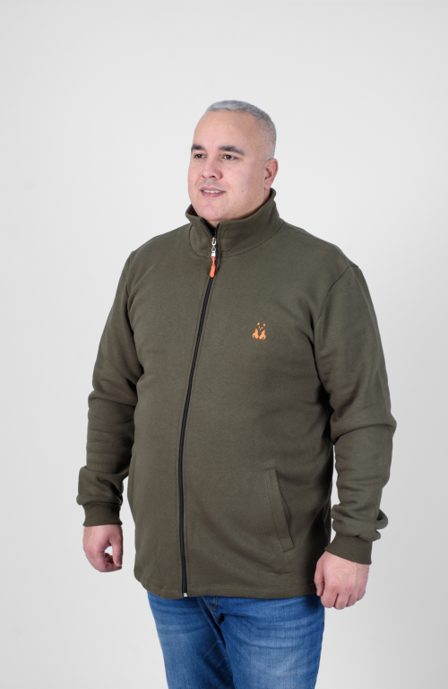 Men's Hoodie Jacket with Olive Green Collar