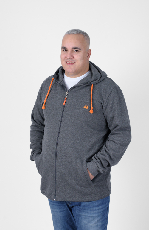 Men's hoodie jacket anthracite melange