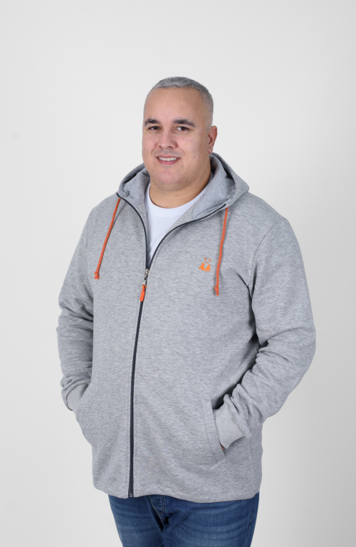 Men's Hooded Sweatshirt Jacket Light Gray