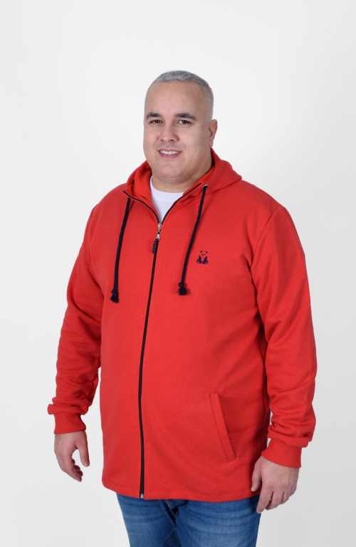 Men's Hooded Red Sweater Jacket