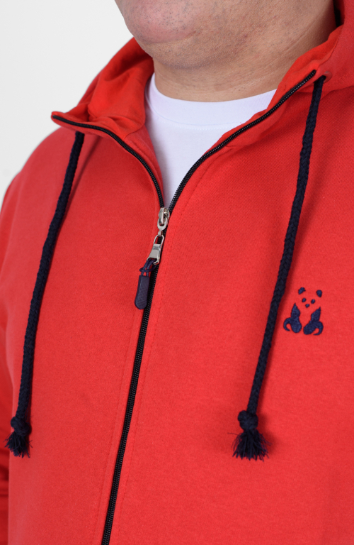 Men's Hooded Red Sweater Jacket