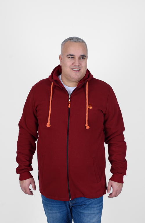 Men's Hooded Sweat Jacket in Burgundy