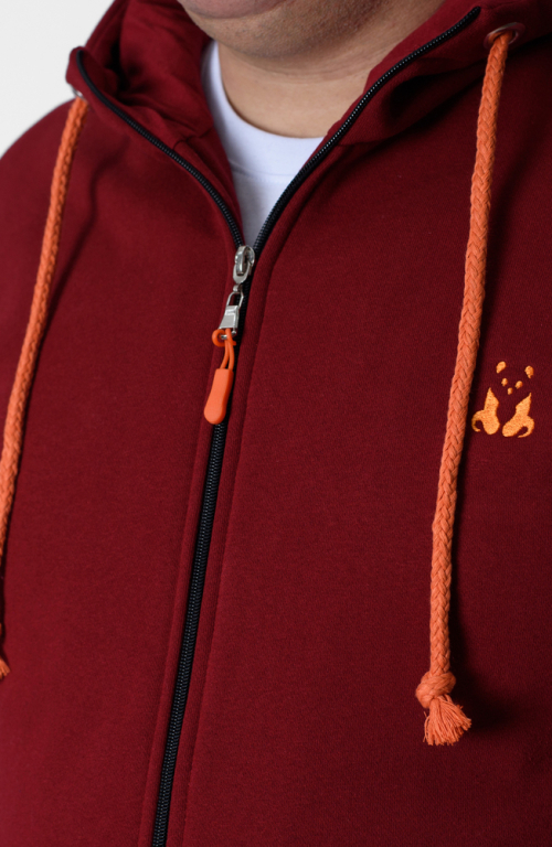 Men's Hooded Sweat Jacket in Burgundy